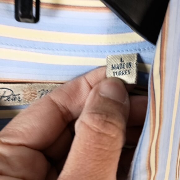 Peter Millar Long Sleeve Dress Shirt Men Size L Button Front - Picture 3 of 6